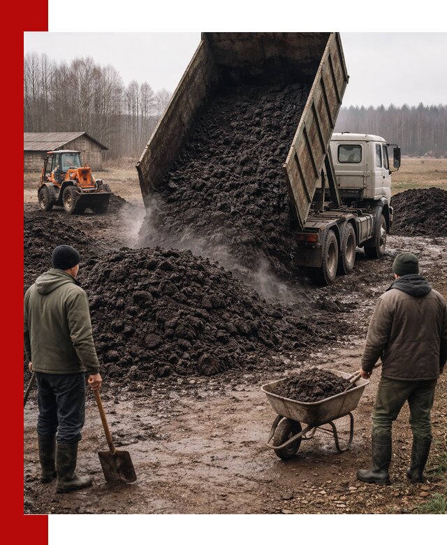 Доставка низинного торфа с разгрузкой и доставкой в Сальске