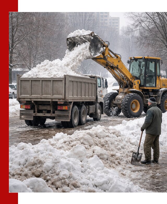 Вывоз снега грузовой техникой в Сальске оперативно и чисто