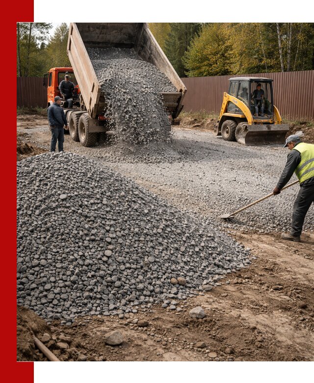 Отсыпка участка щебнем с доставкой и уплотнением в Сальске