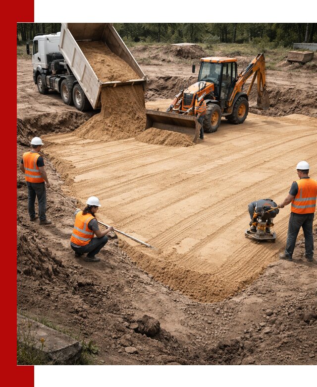 Устройство песчаной подушки для фундаментов и дорог в Сальске